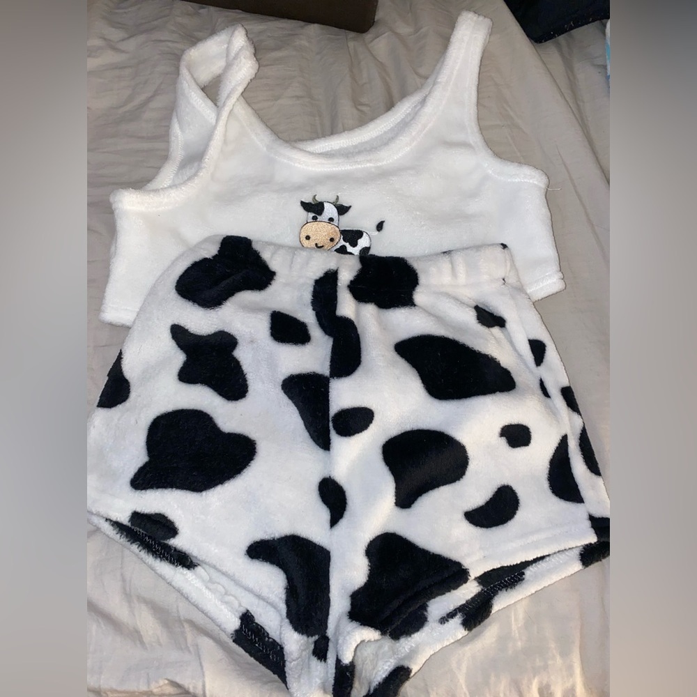 cow print pj set